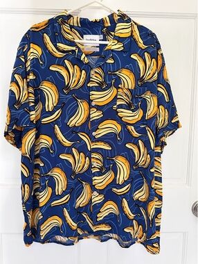 Goodfellow & Co. Men's Banana Pattern Short-Sleeve Camp Shirt Size XXL.